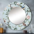 thumbnail image 1 of Designart "Bird in Minimalist Floral Setting VII" Floral Round Mirror Wall Décor Cottage - Large Blue Round Mirror - Round Mirror 36" x 36" Inch, 1 of 5