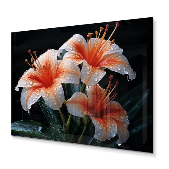 Designart "Birds Of Paradise landscape III" Floral Metal Art Living Room