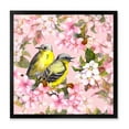 thumbnail image 1 of Designart 'Birds On Pink Cherry Sakura and Apple Flowers I' Traditional Framed Art Print, 1 of 4