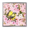 thumbnail image 1 of Designart 'Birds On Pink Cherry Sakura and Apple Flowers I' Traditional Framed Art Print, 1 of 4