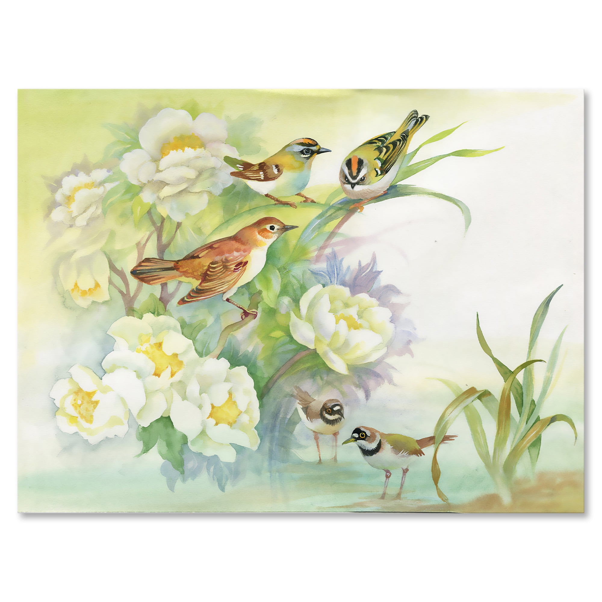 Designart ' Birds and Flowers In Rustic Scenery ' Traditional Canvas Wall Art Print