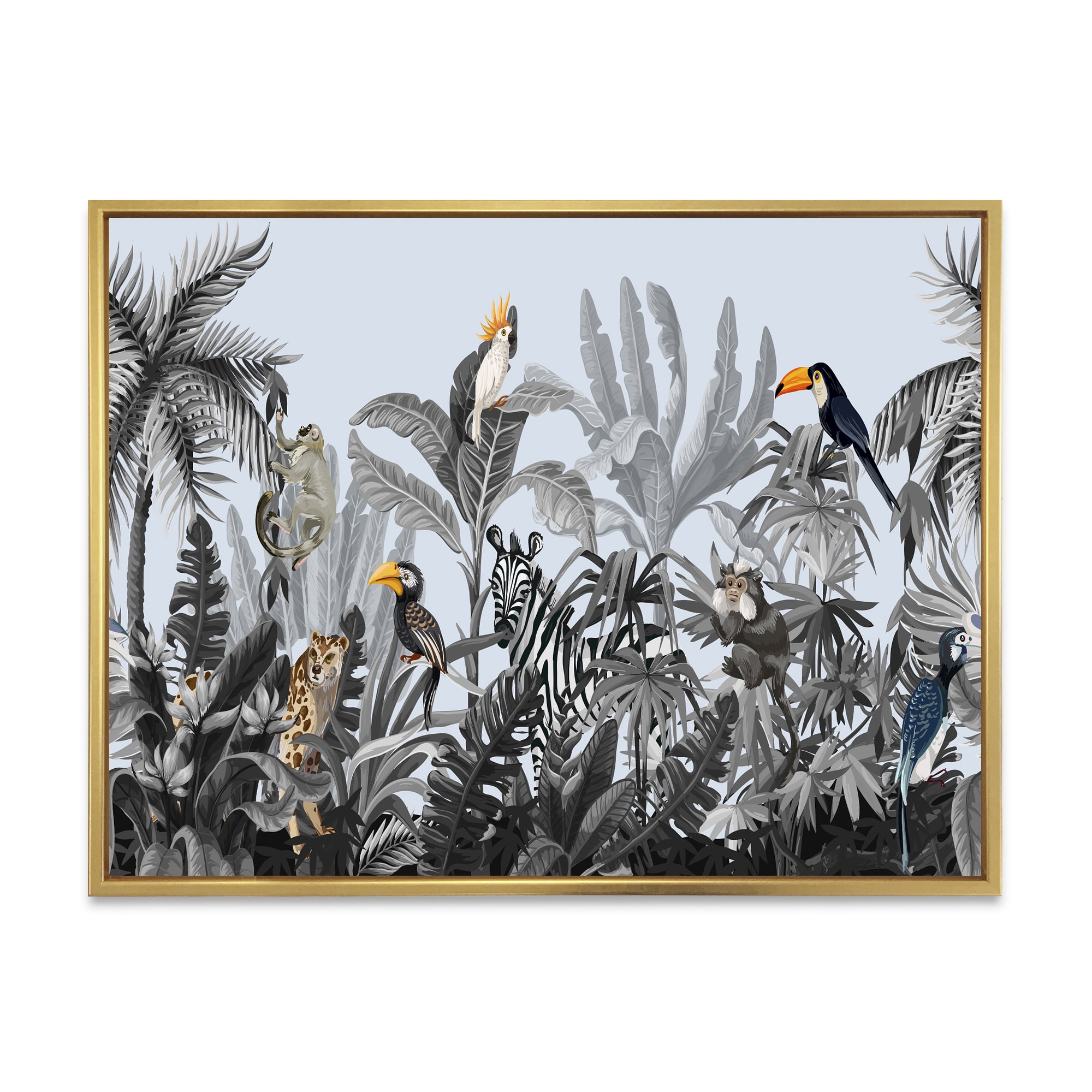 Designart 'Birds and Peonies With Chinoiserie VIII' Farmhouse Framed Canvas Wall Art Print