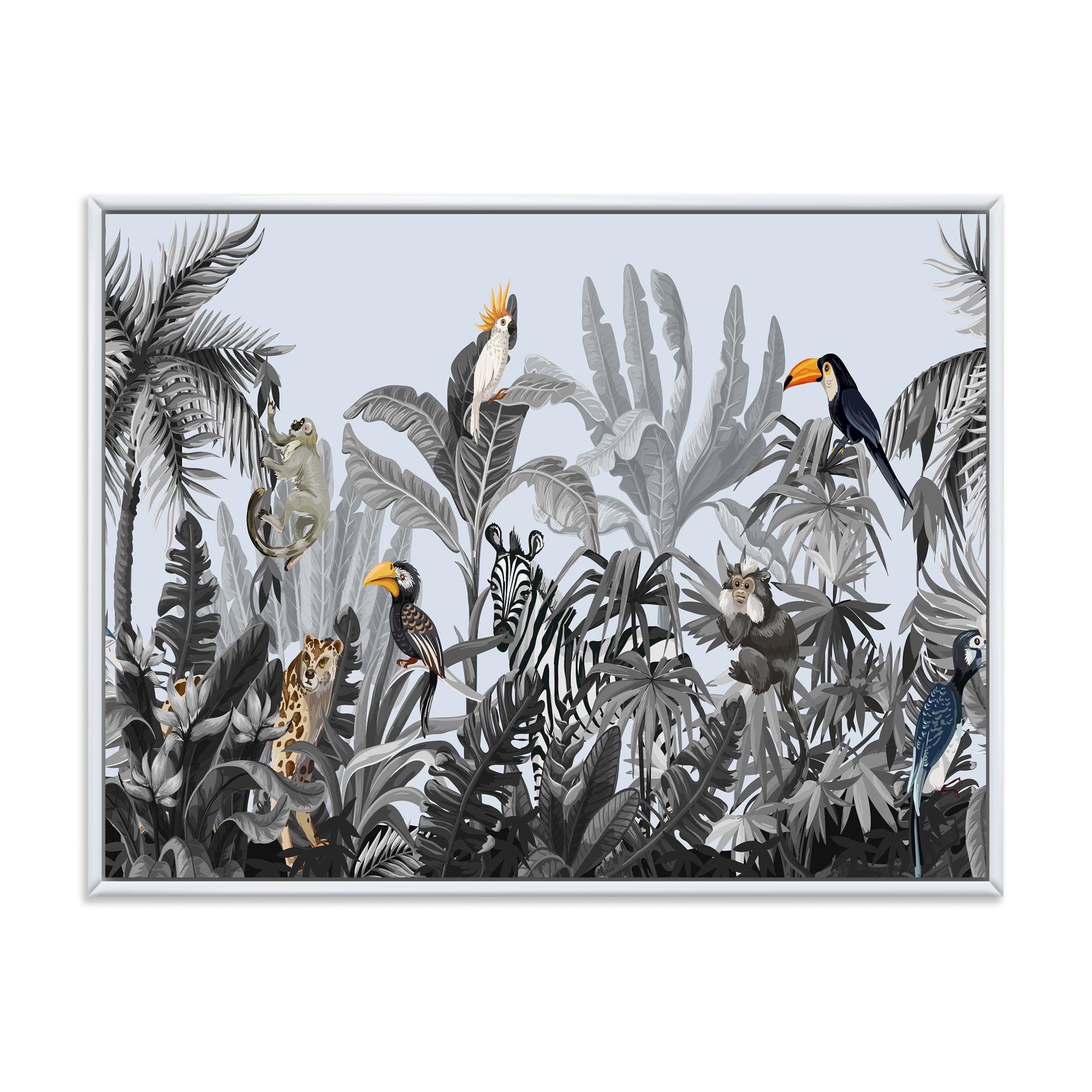 Designart 'Birds and Peonies With Chinoiserie VIII' Farmhouse Framed Canvas Wall Art Print