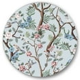thumbnail image 1 of Designart 'Birds and Peonies With Chinoiserie X' Traditional Circle Metal Wall Art 23x23 - Disc of 23, 1 of 5