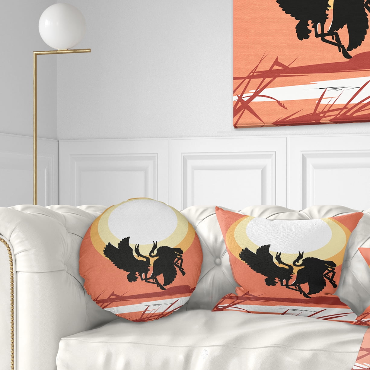 Designart Birds at Sunset Vector Drawing - Abstract Throw Pillow - 12x20