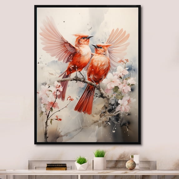 Designart "Birds in Flight Minimalism in Florida Sky II" Animals Floater Framed Wall Decor