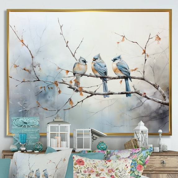 Designart "Birds on the Brink of Flight II" Animals Floater Framed Wall Decor