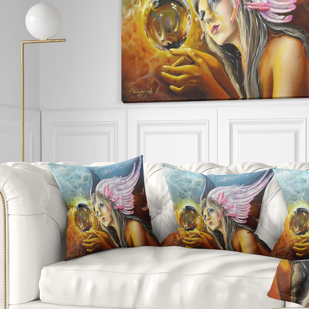 Designart Birth of an Idea - Abstract Throw Pillow - 16x16