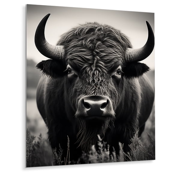 Designart "Bison Pasture Feasting" Animals Bison Metal Wall Decor