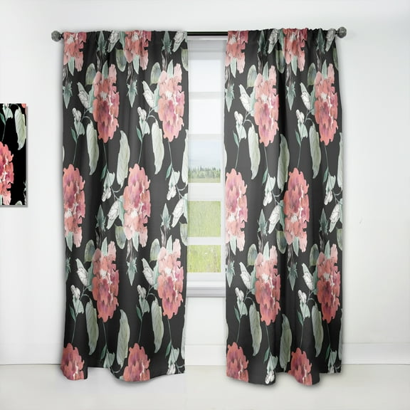 Designart 'Bituminous Bloom I' Floral Curtain Panel