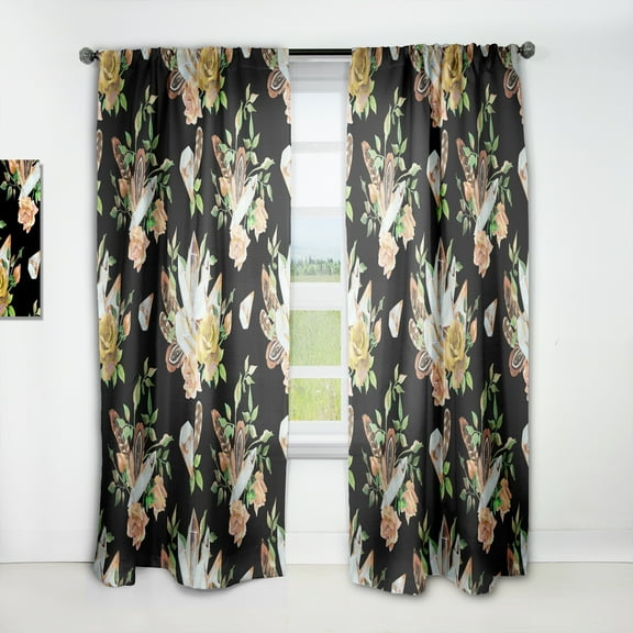 Designart 'Bituminous Bloom III' Floral Curtain Panel