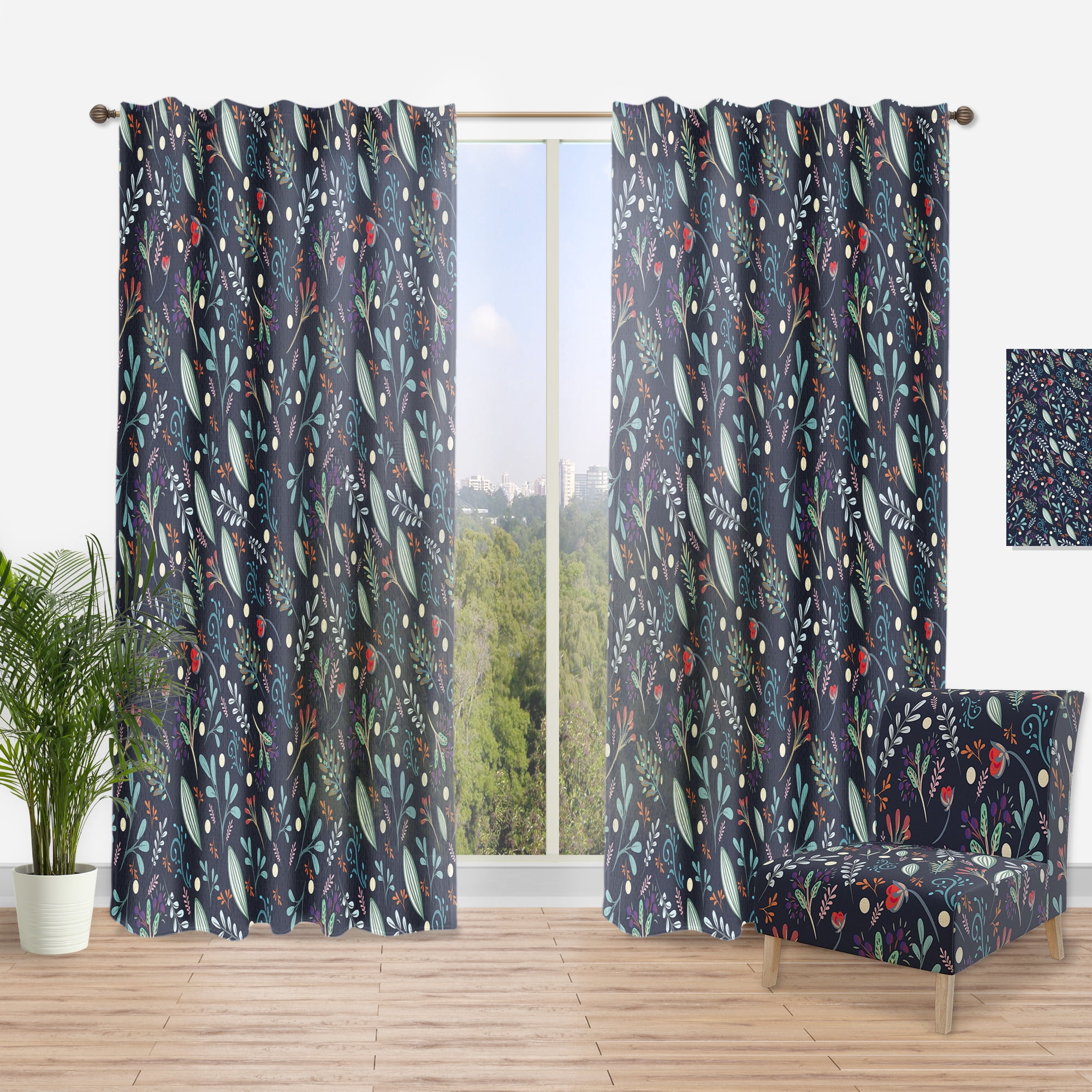 Designart 'Bituminous Bloom IX' Modern & Contemporary Curtain Panel