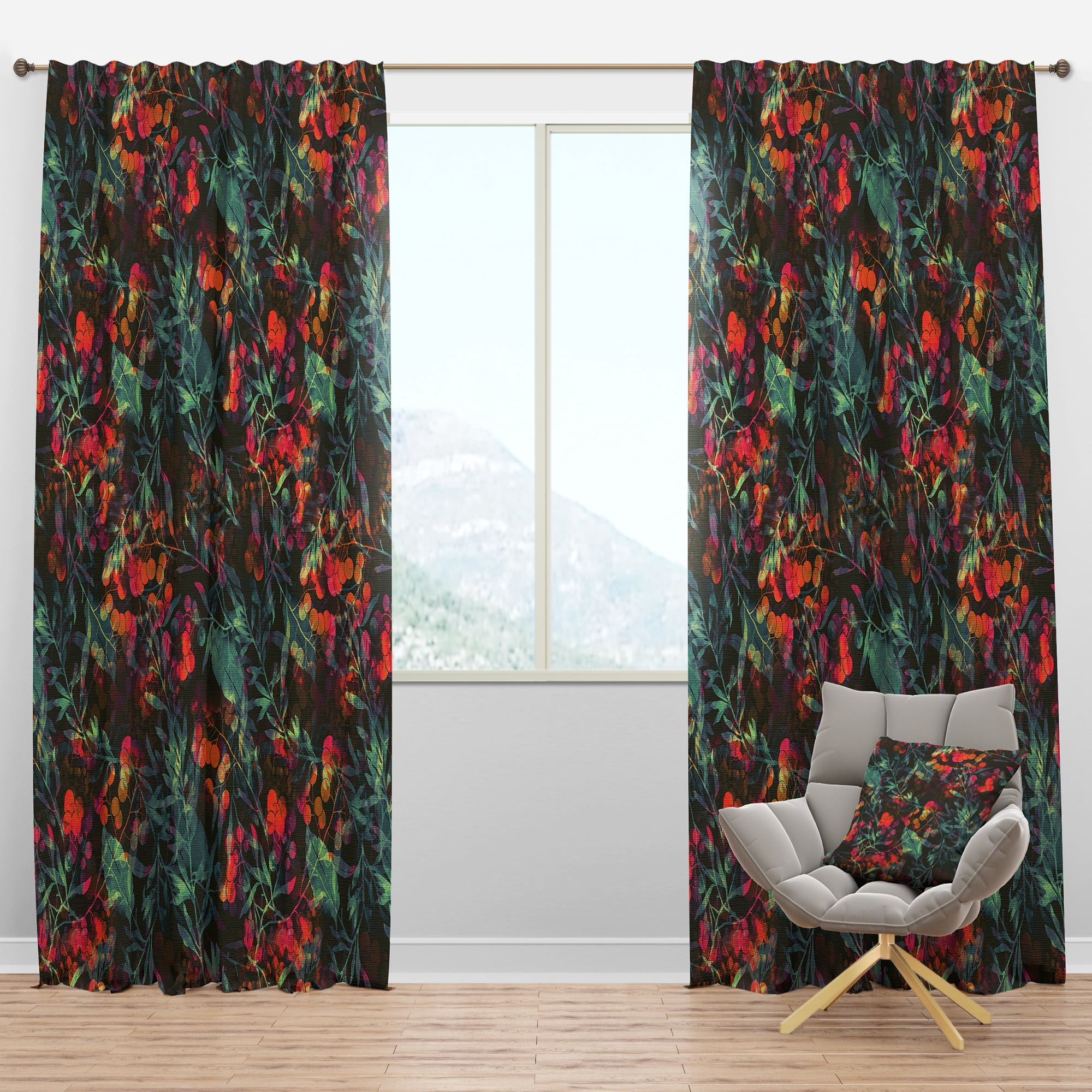 Designart 'Bituminous Bloom V' Traditional Blackout Curtain Panel