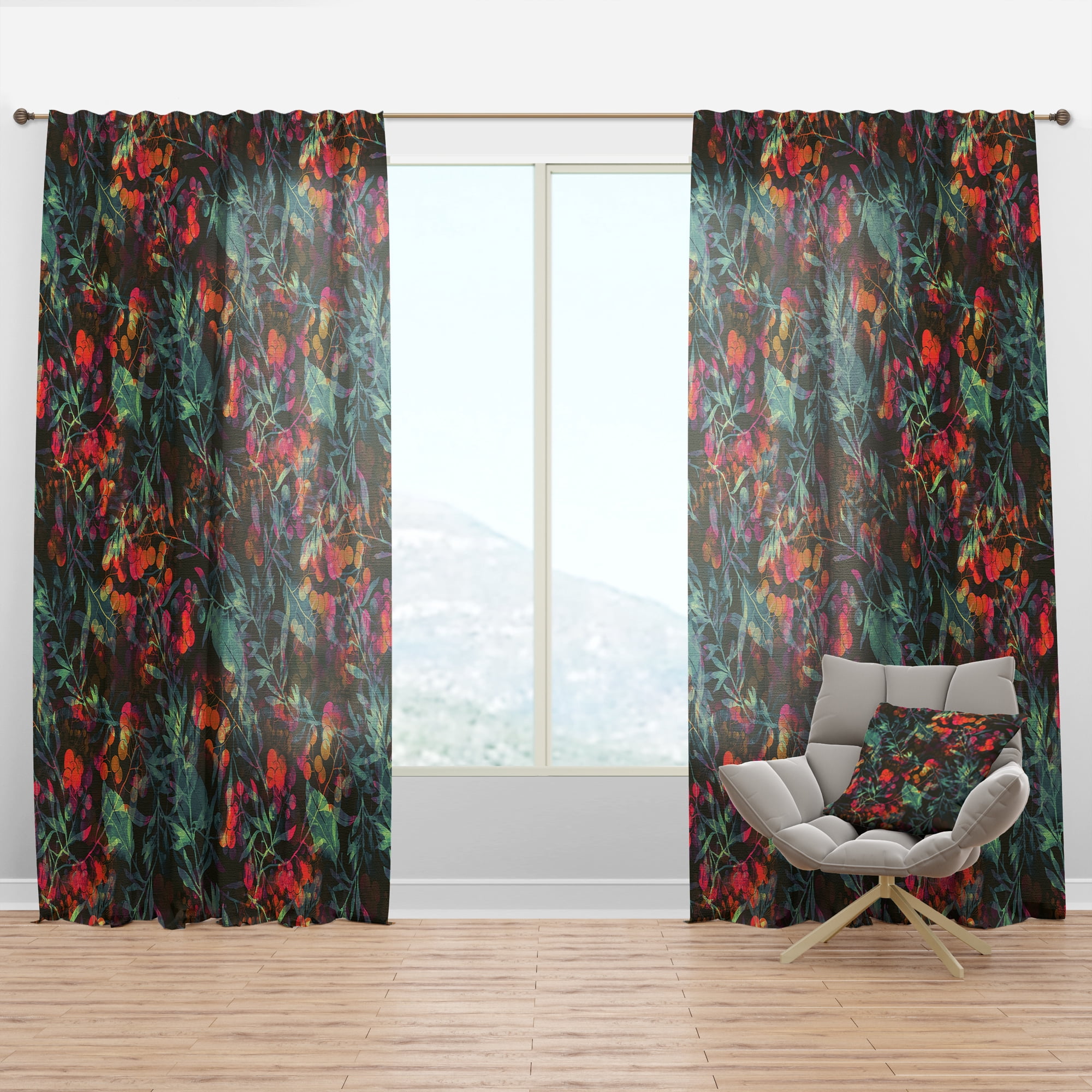 Designart 'Bituminous Bloom V' Traditional Curtain Panel