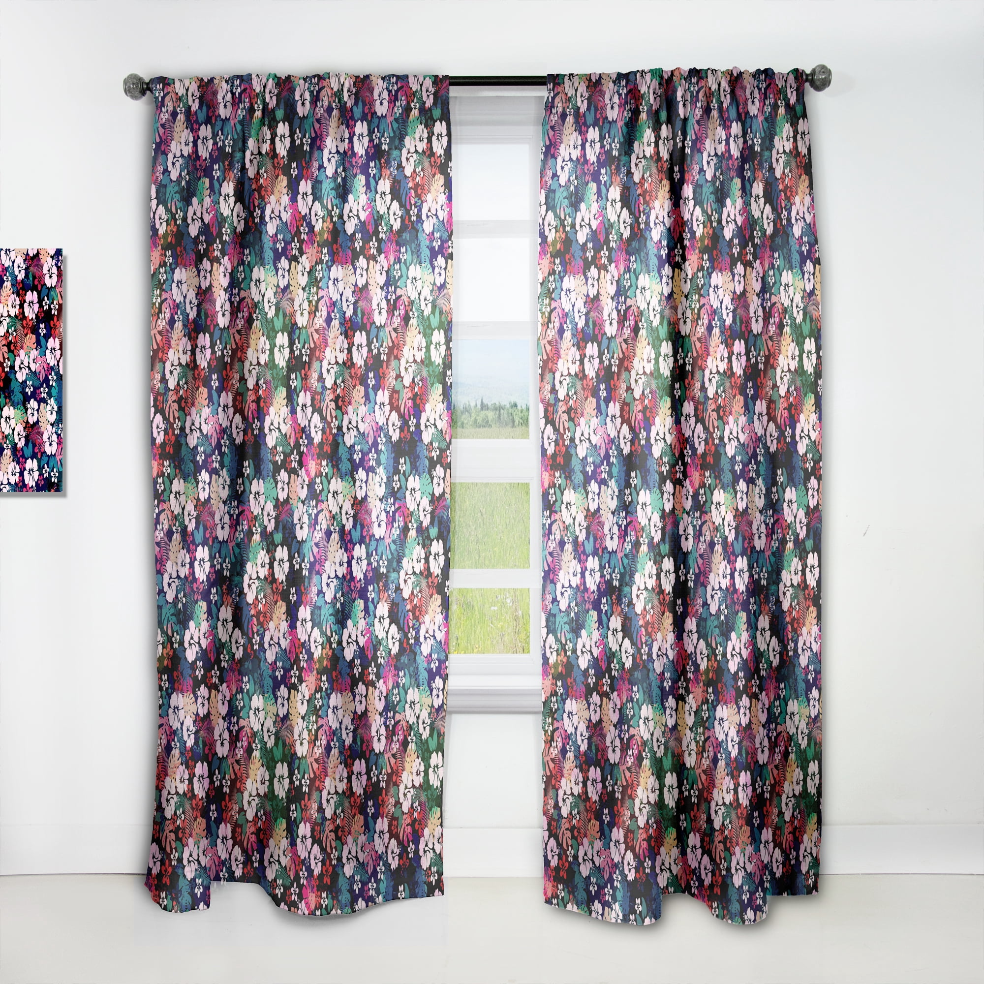 Designart 'Bituminous Bloom VI' Floral Curtain Panel