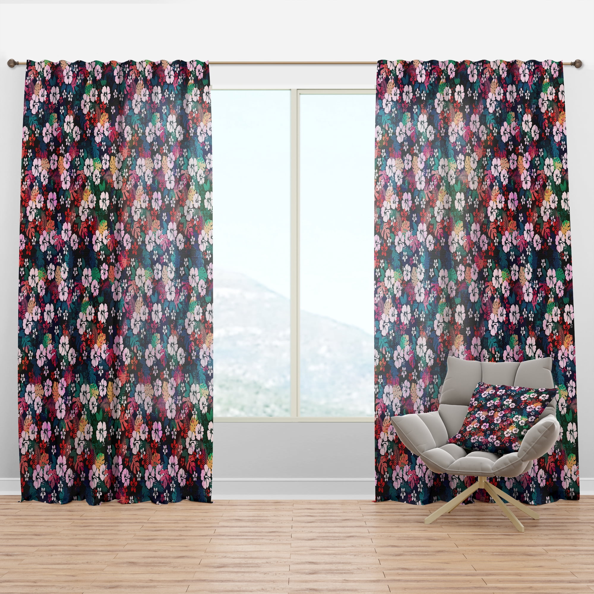 Designart 'Bituminous Bloom VI' Floral Curtain Panel