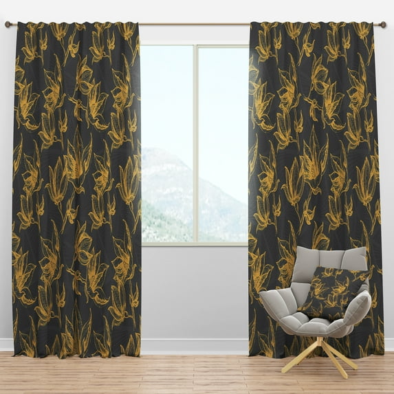 Designart 'Bituminous Bloom VII' Modern & Contemporary Blackout Curtain Panel