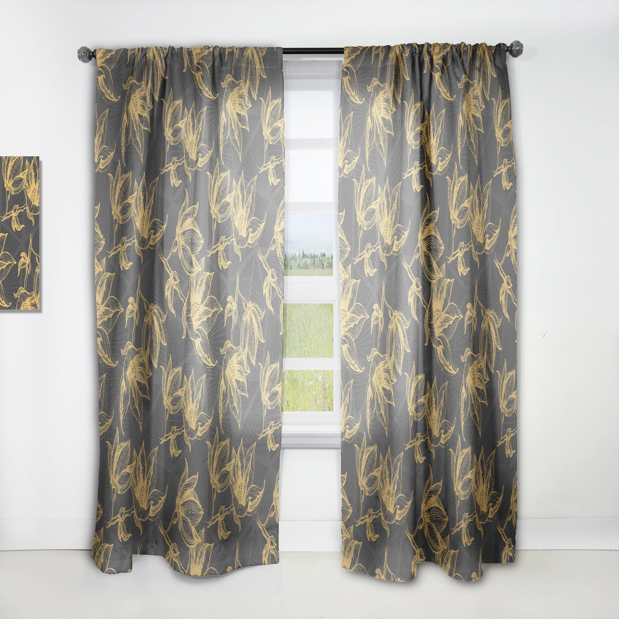 Designart 'Bituminous Bloom VII' Modern & Contemporary Curtain Panel