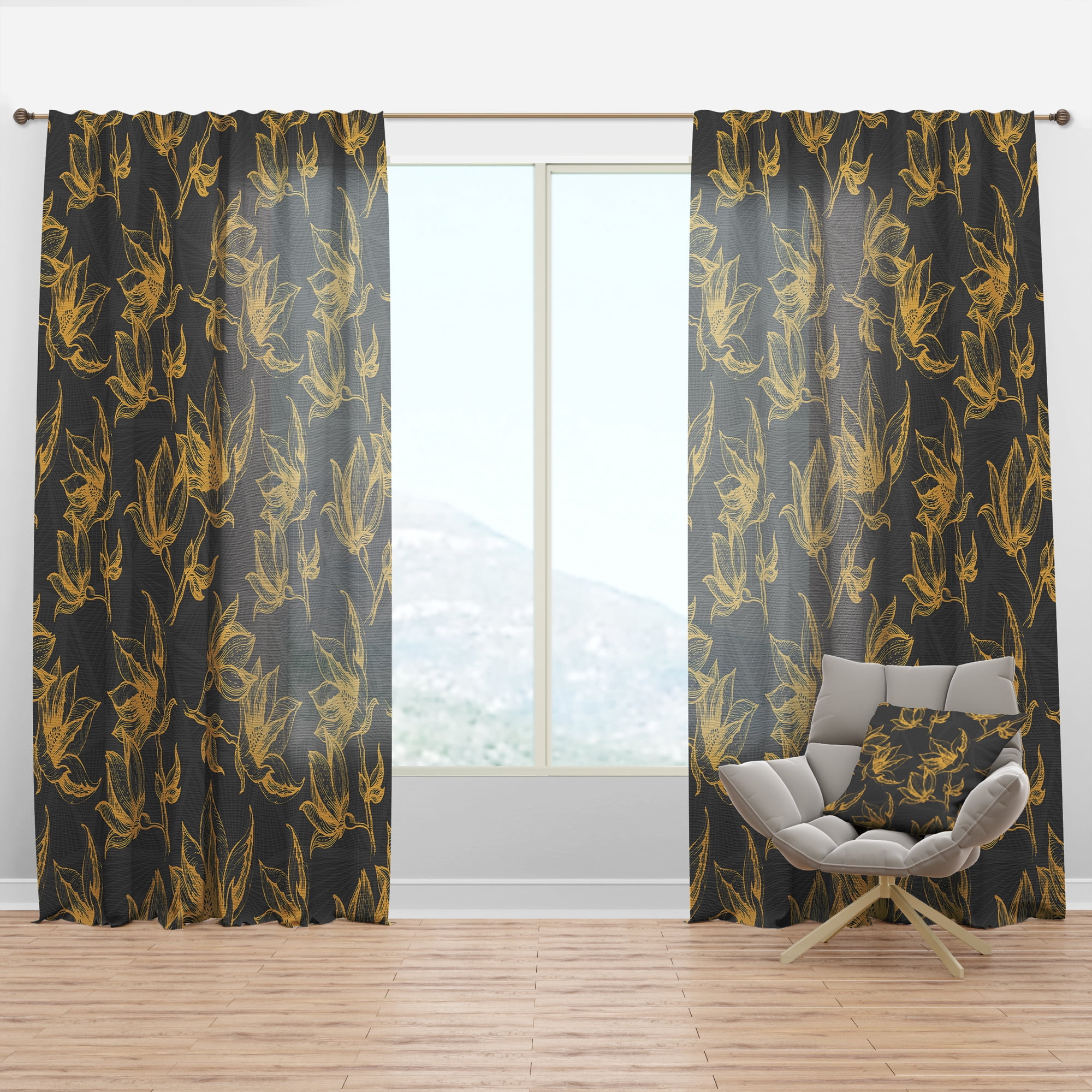 Designart 'Bituminous Bloom VII' Modern & Contemporary Curtain Panel