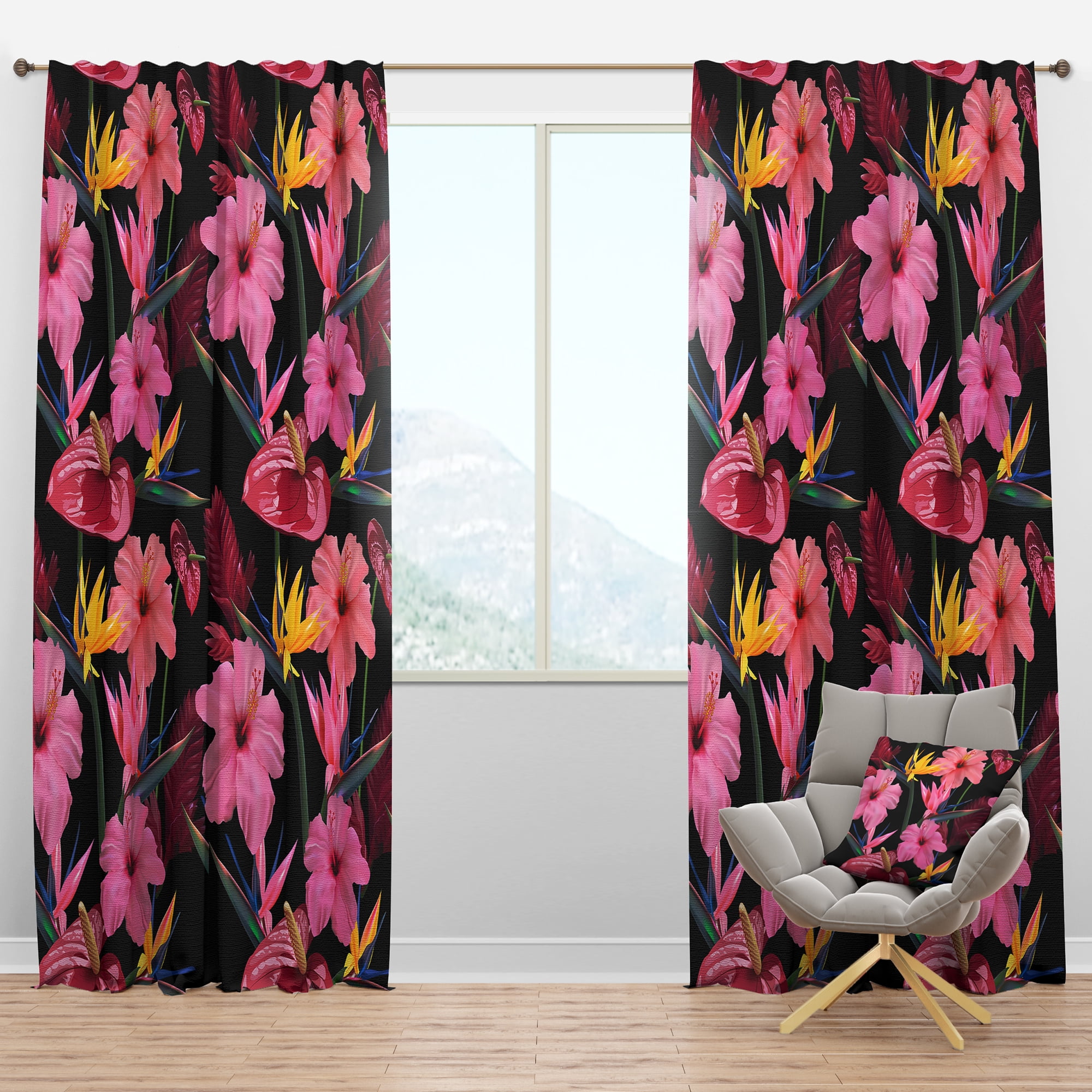 Designart 'Bituminous Bloom VIII' Tropical Blackout Curtain Panel
