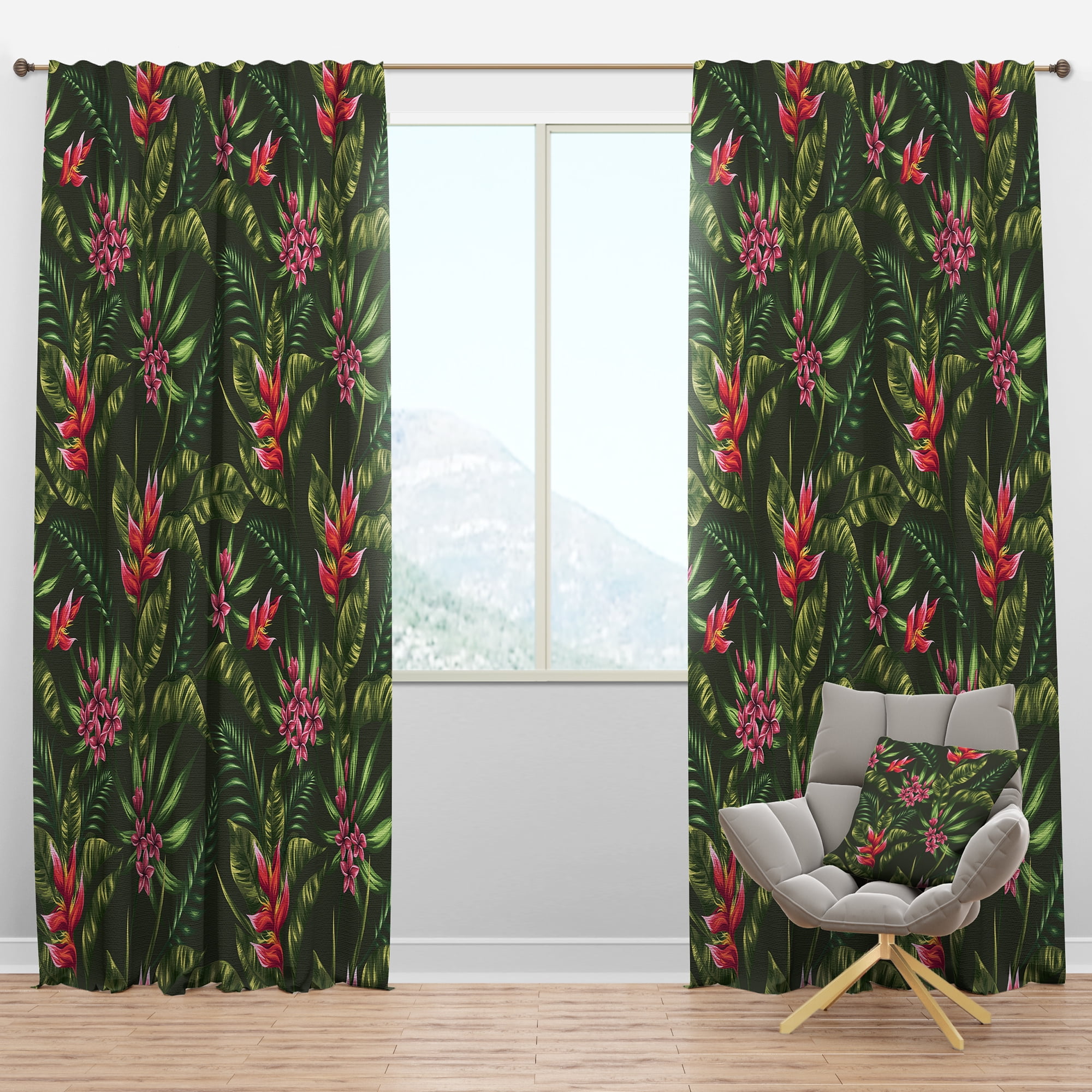 Designart 'Bituminous Bloom XIV' Tropical Blackout Curtain Panel