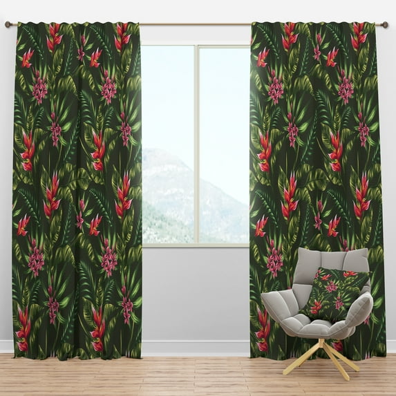 Designart 'Bituminous Bloom XIV' Tropical Blackout Curtain Panel