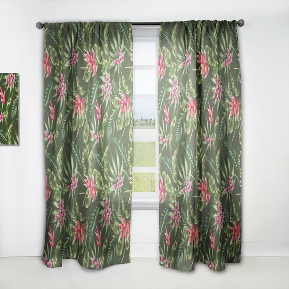 Designart 'Bituminous Bloom XIV' Tropical Curtain Panel