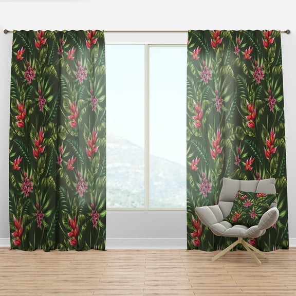 Designart 'Bituminous Bloom XIV' Tropical Curtain Panel