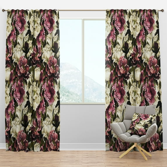 Designart 'Bituminous Bloom XIX' Floral Blackout Curtain Panel
