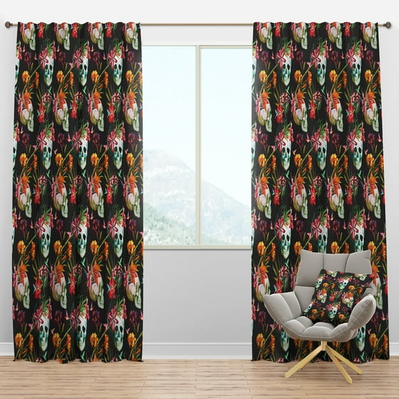 Designart 'Bituminous Bloom XV' Bohemian & Eclectic Blackout Curtain Panel