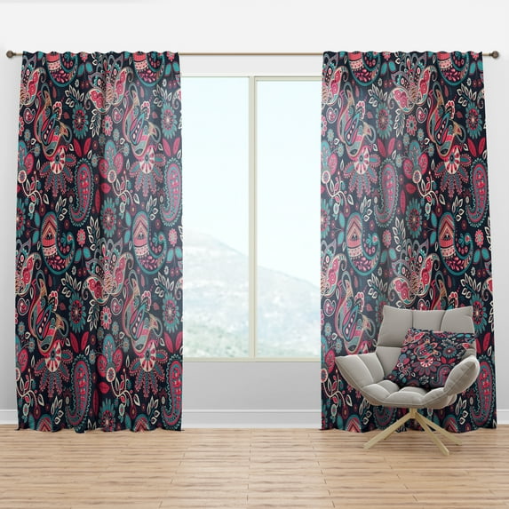 Designart 'Bituminous Bloom XVIII' Floral Curtain Panel