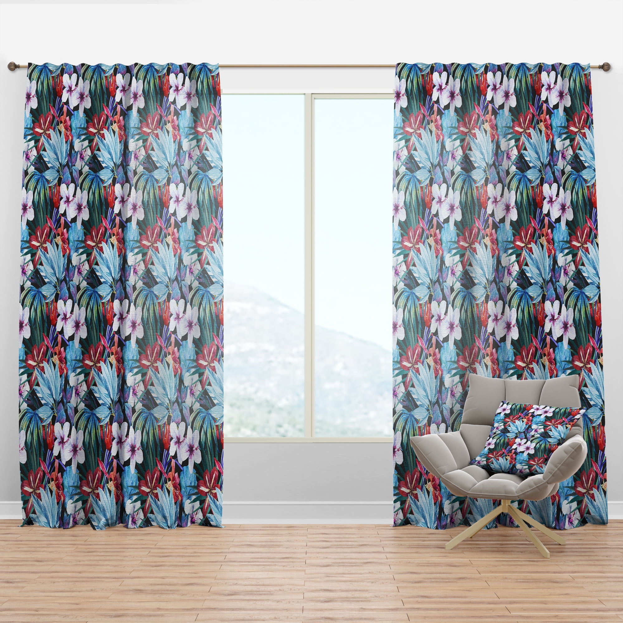 Designart 'Bituminous Bloom XXIII' Floral Curtain Panel