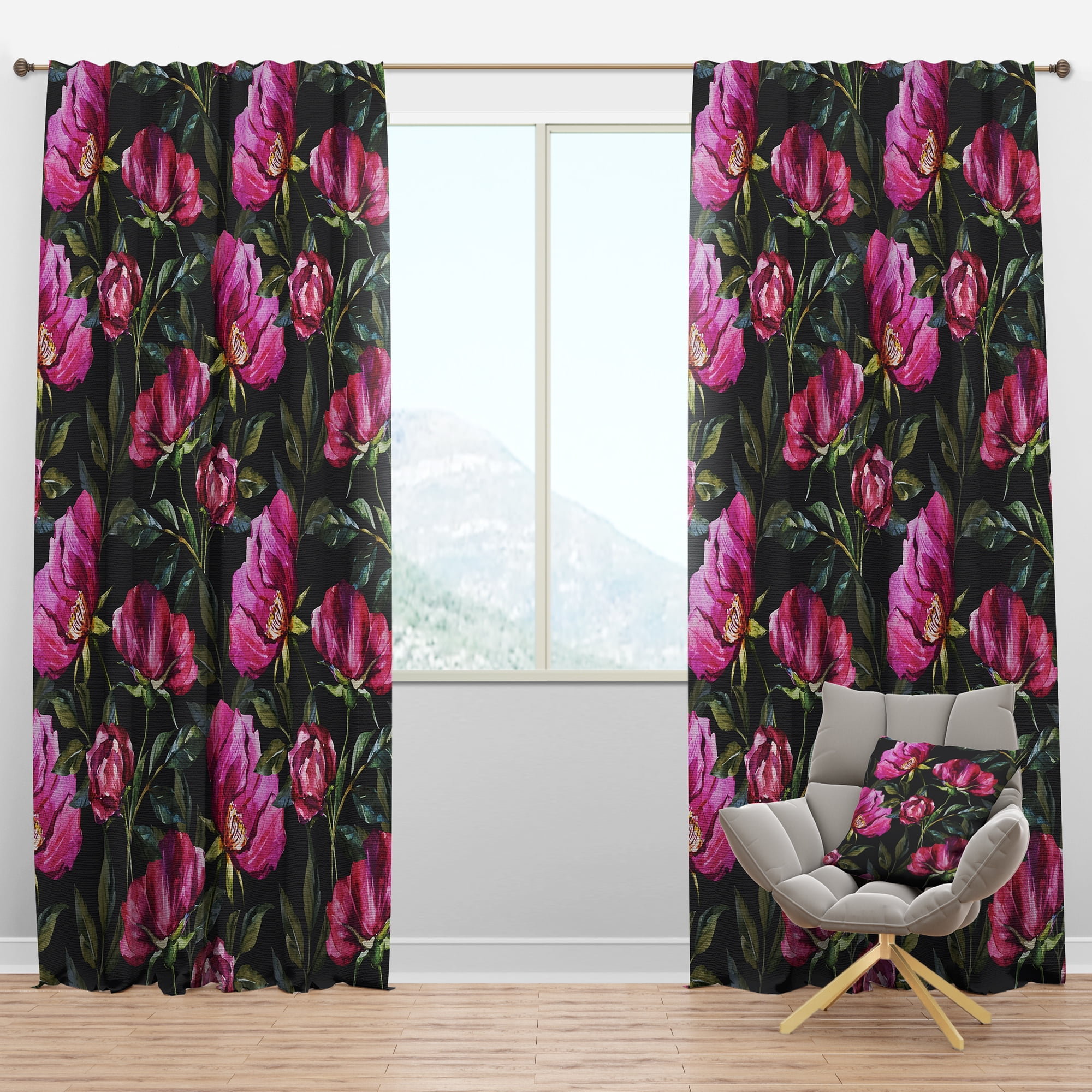 Designart 'Bituminous Bloom XXV' Abstract Blackout Curtain Panel