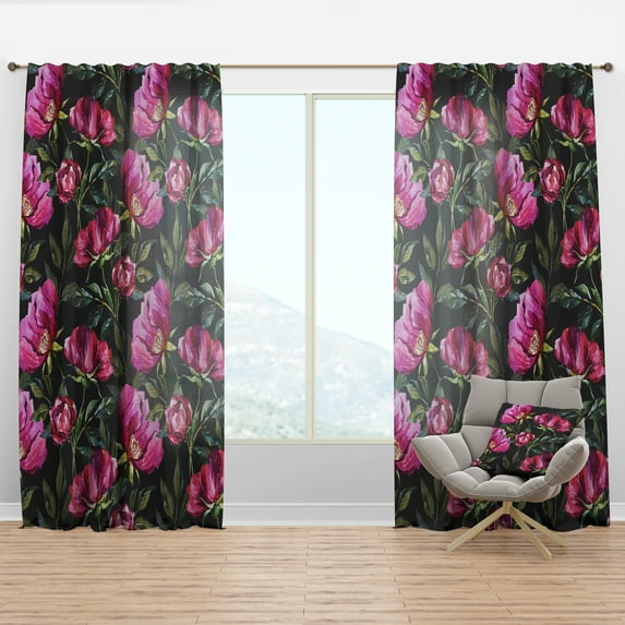 Designart 'Bituminous Bloom XXV' Abstract Curtain Panel
