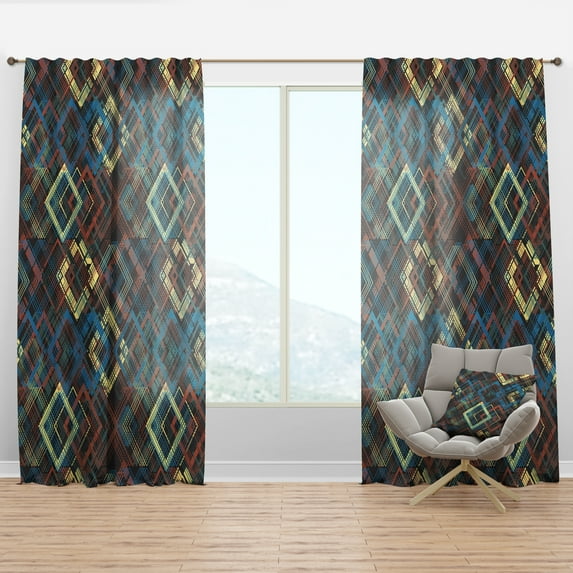 Designart 'Bituminous Impressions IX' Mid-Century Modern Curtain Panel