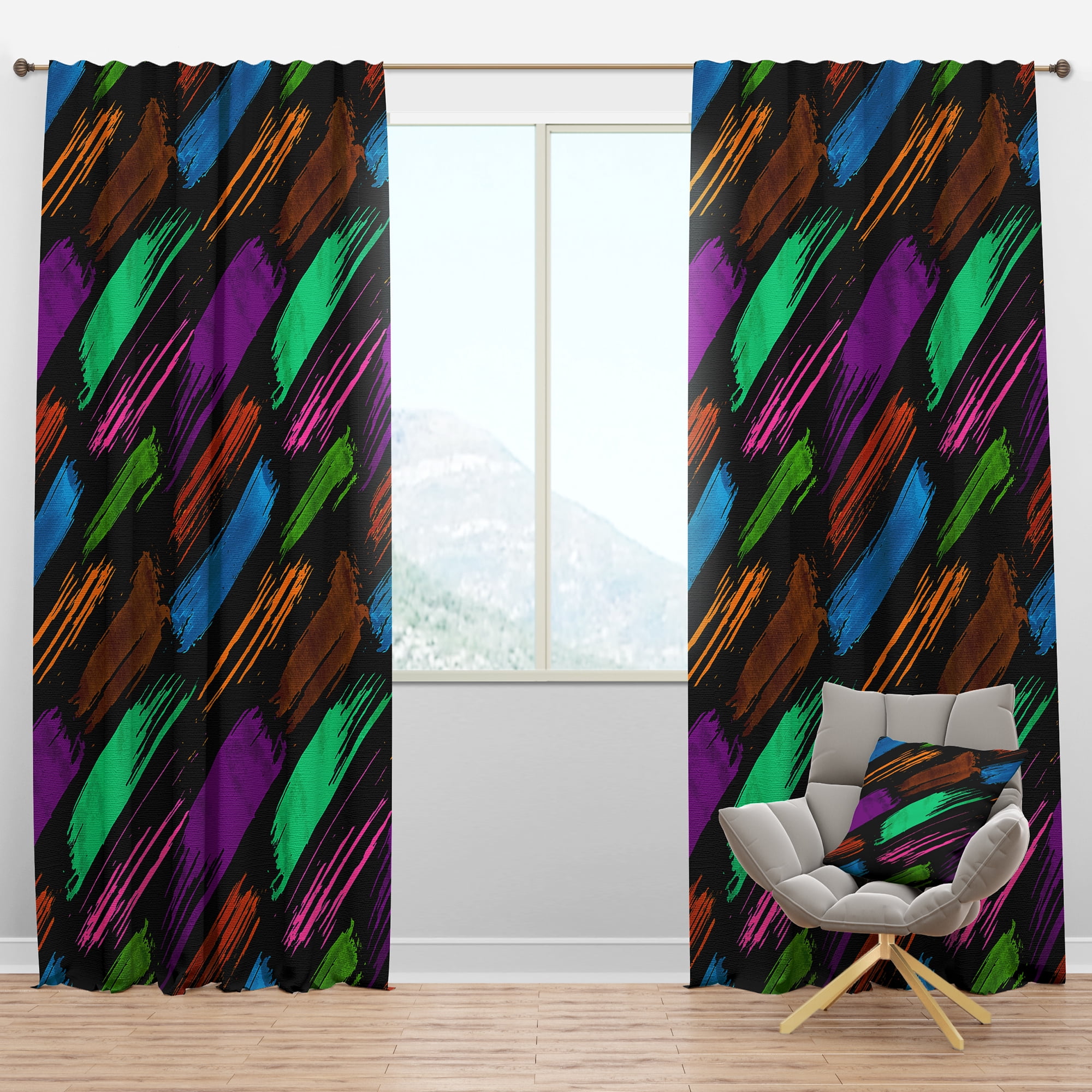 Designart 'Bituminous Impressions VI' Mid-Century Modern Blackout Curtain Panel