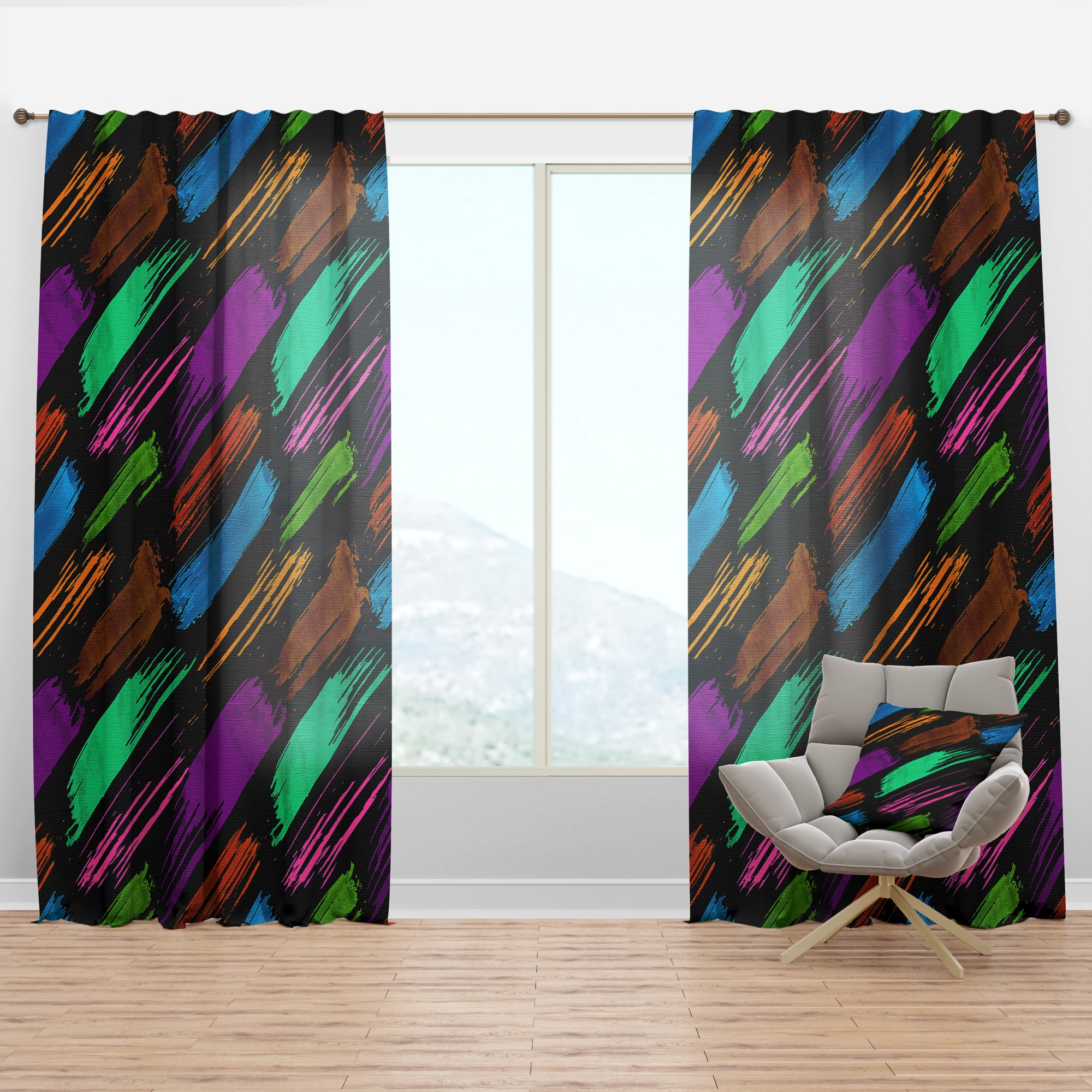Designart 'Bituminous Impressions VI' Mid-Century Modern Curtain Panel