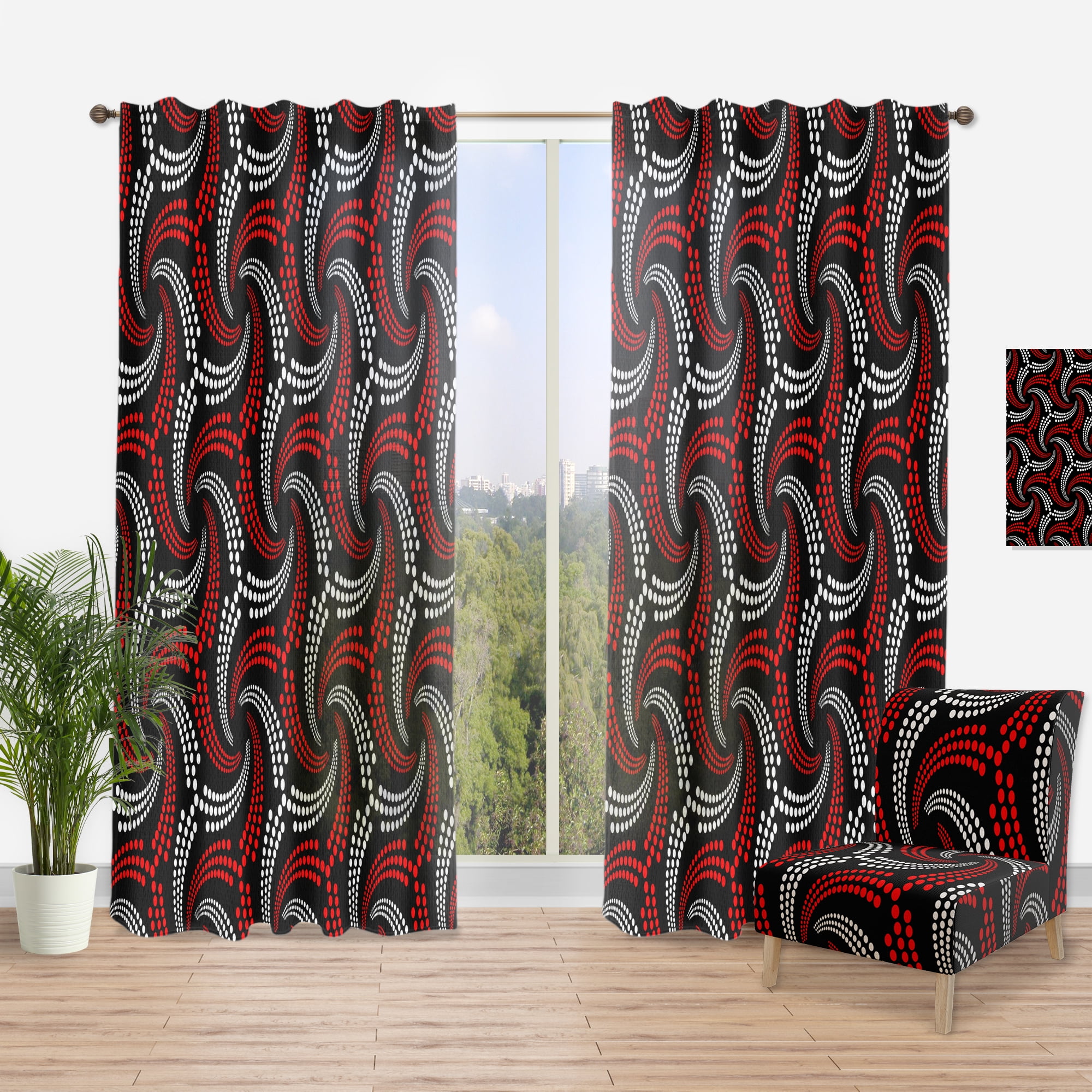 Designart 'Bituminous Impressions VII' Mid-Century Modern Curtain Panel