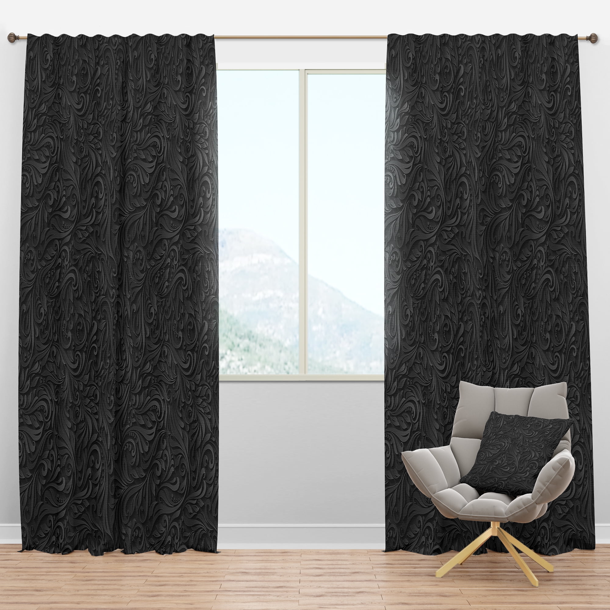 Designart 'Bituminous Impressions X' Modern & Contemporary Blackout Curtain Panel