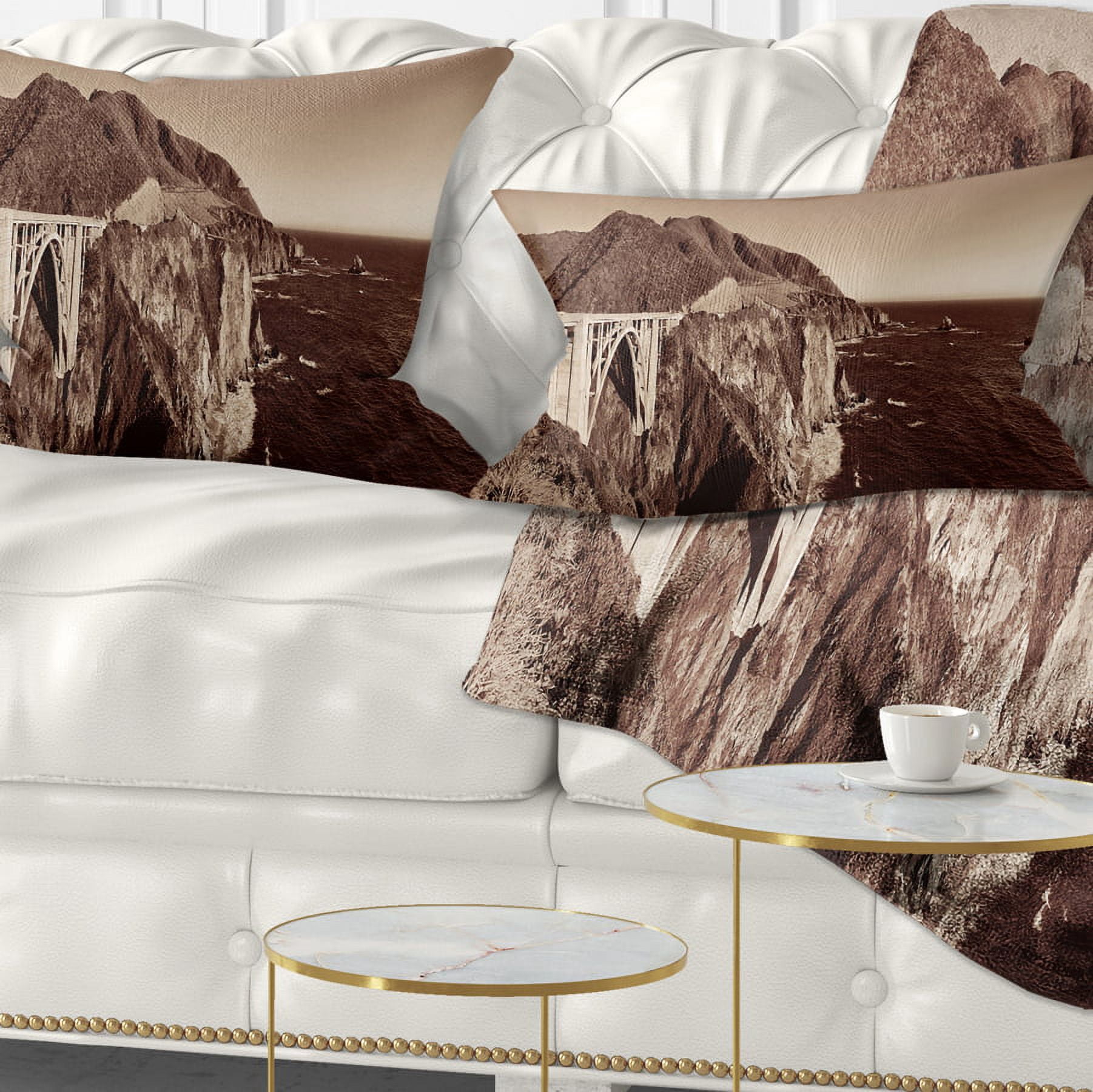 Designart Bixby Bridge View Panorama - Landscape Printed Throw Pillow - 12x20