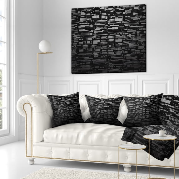 Designart Black 3D Geometric Background - Abstract Throw Pillow - 16x16
