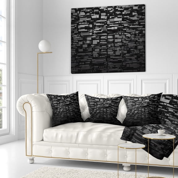Designart Black 3D Geometric Background - Abstract Throw Pillow - 18x18