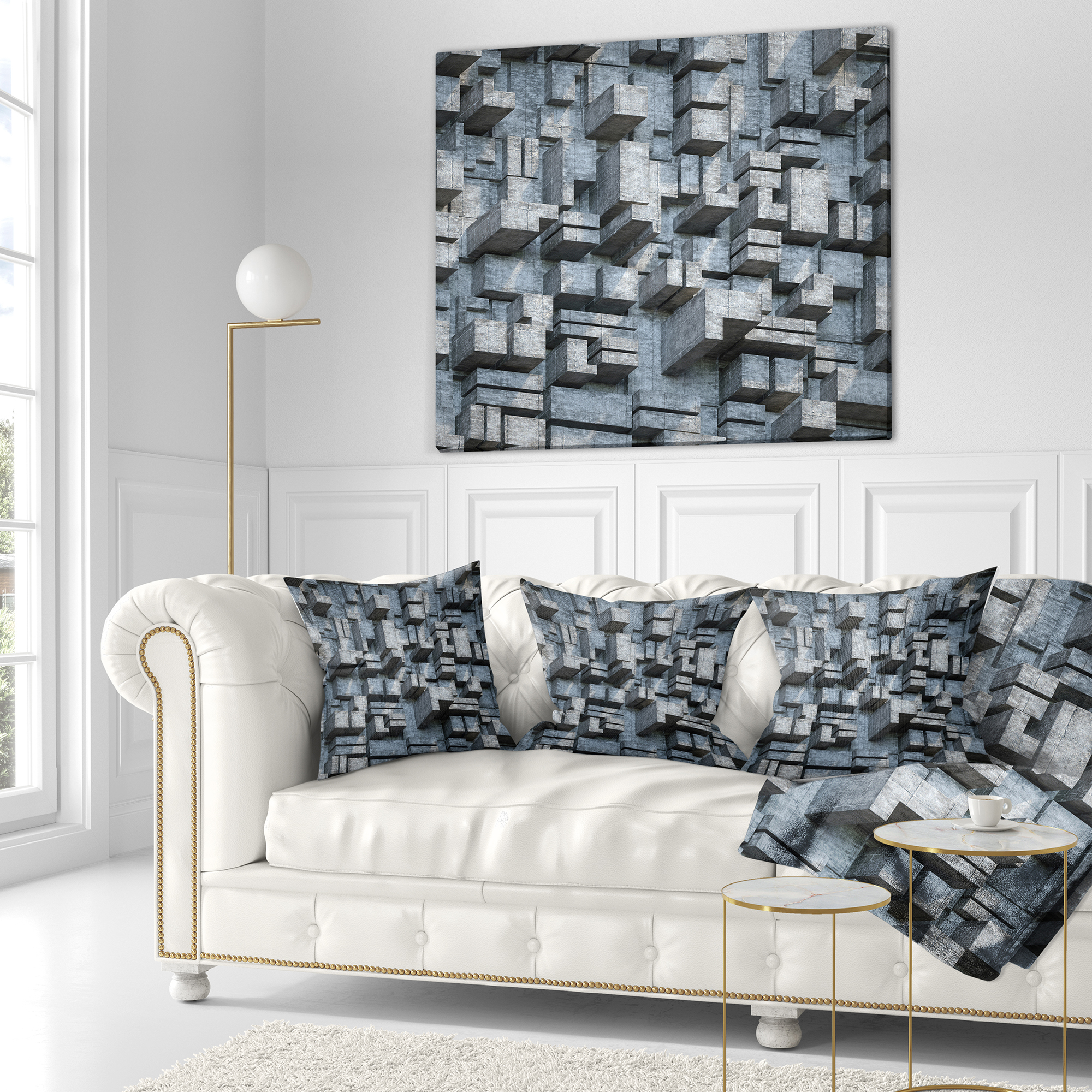 Designart Black Abstract Geometric Background - Abstract Throw Pillow - 18x18