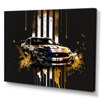 Designart Black And Gold American Muscle I Canvas Wall Art