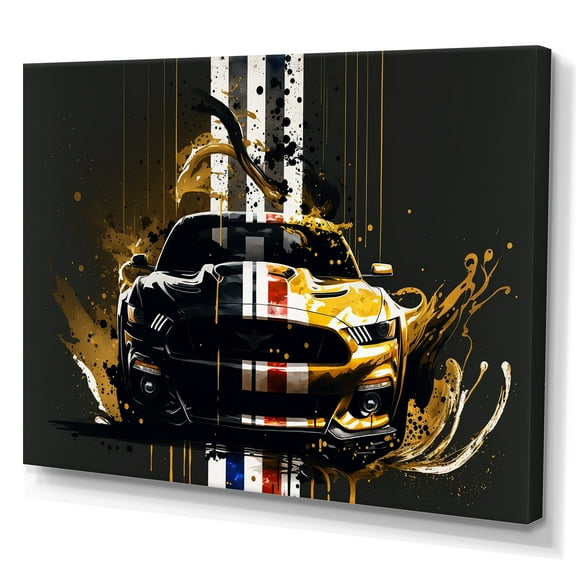 Designart Black And Gold American Muscle II Canvas Wall Art