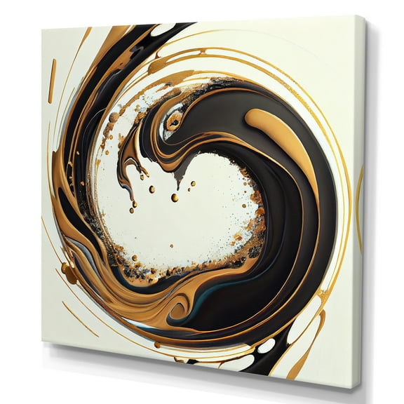 Designart Black And Gold Circle IV Canvas Wall Art