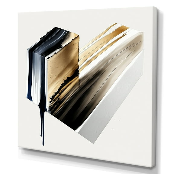 Designart Black And Gold Cubic Expression II Canvas Wall Art