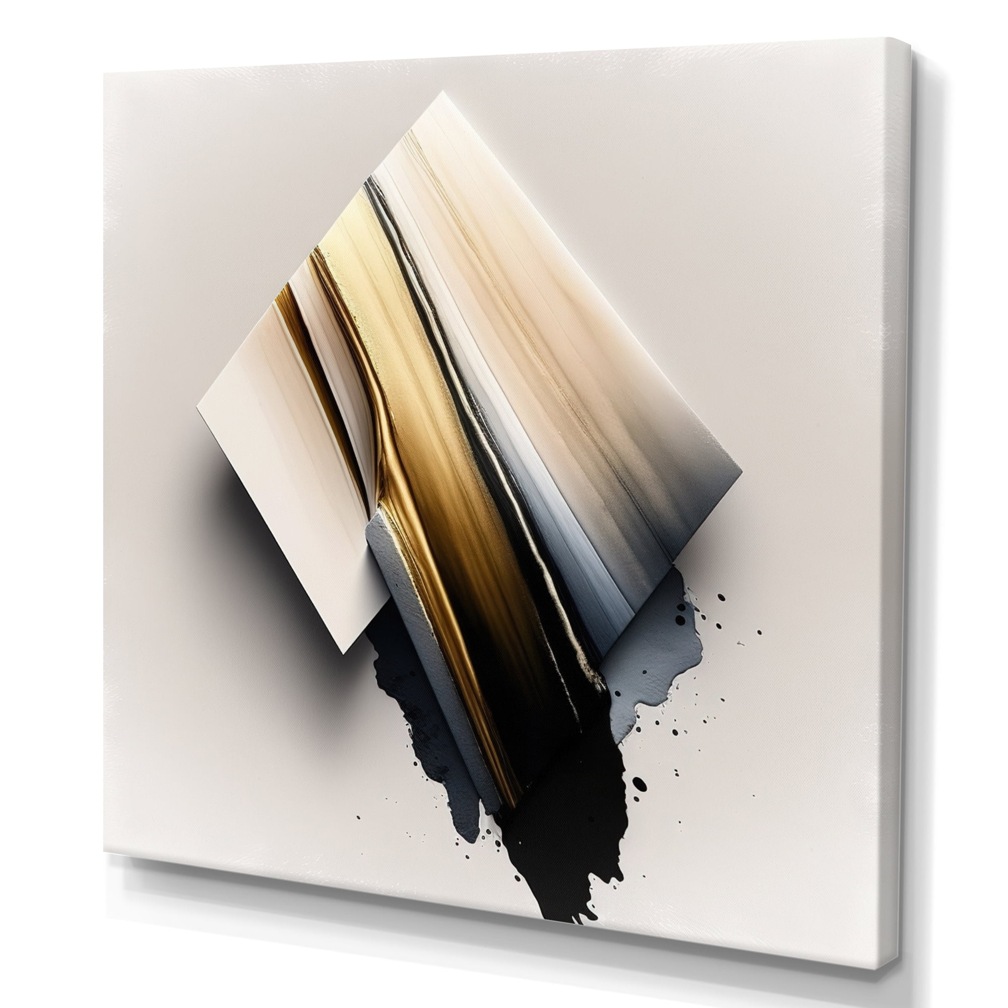 Designart Black And Gold Cubic Expression III Canvas Wall Art
