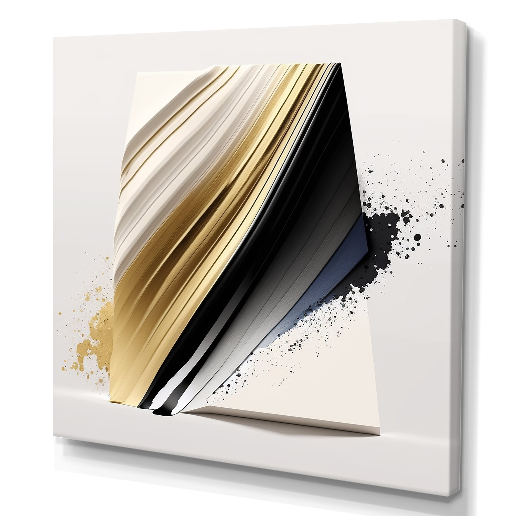 Designart Black And Gold Cubic Expression IV Canvas Wall Art