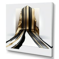 Designart Black And Gold Cubic Expression V Canvas Wall Art